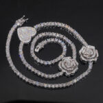 3mm One Heart Two Rose's Moissanite Tennis Necklace - Image 3