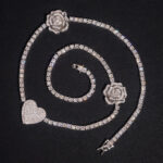 3mm One Heart Two Rose's Moissanite Tennis Necklace - Image 5